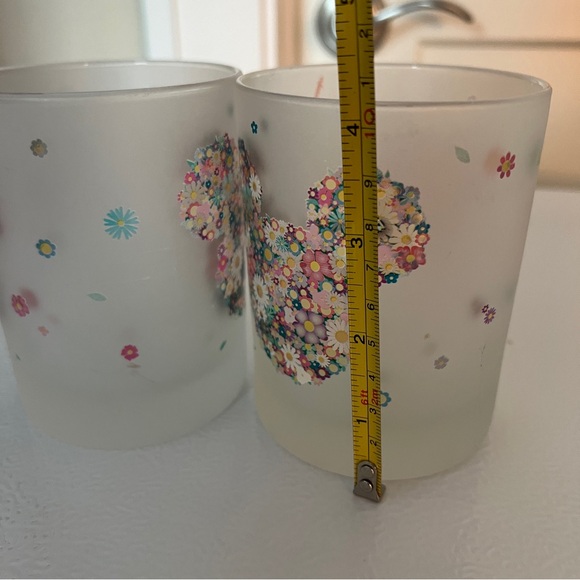 Disney Mickey & Minnie Mouse Floral Frosted Glass Cup Set - Picture 10 of 11
